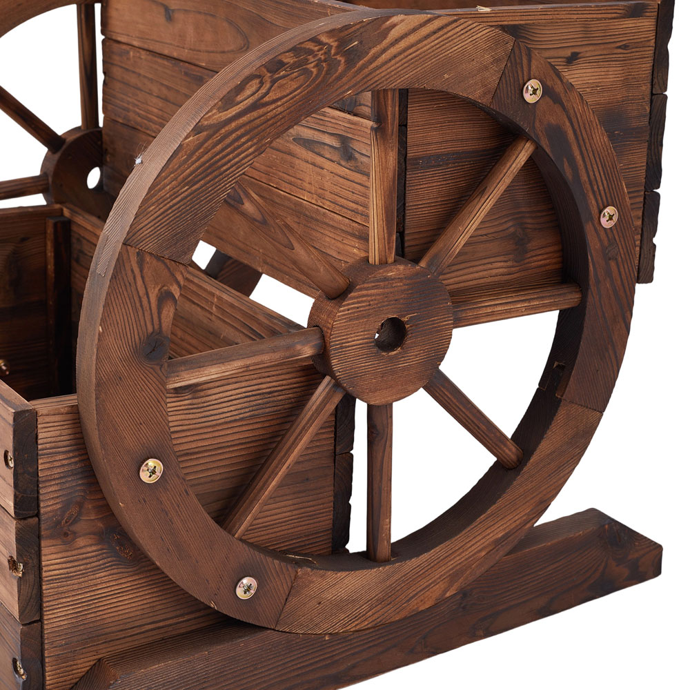Living and Home 2 Tier Wooden Planter with Wagon Design Image 4