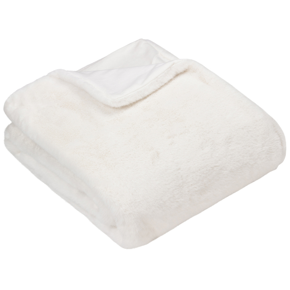 Paoletti Stanza White Faux Fur Throw 130 x 180cm Image 1