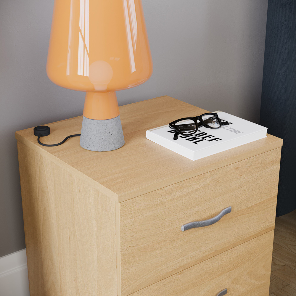 Vida Designs Riano 2 Drawer Pine Bedside Table Image 3