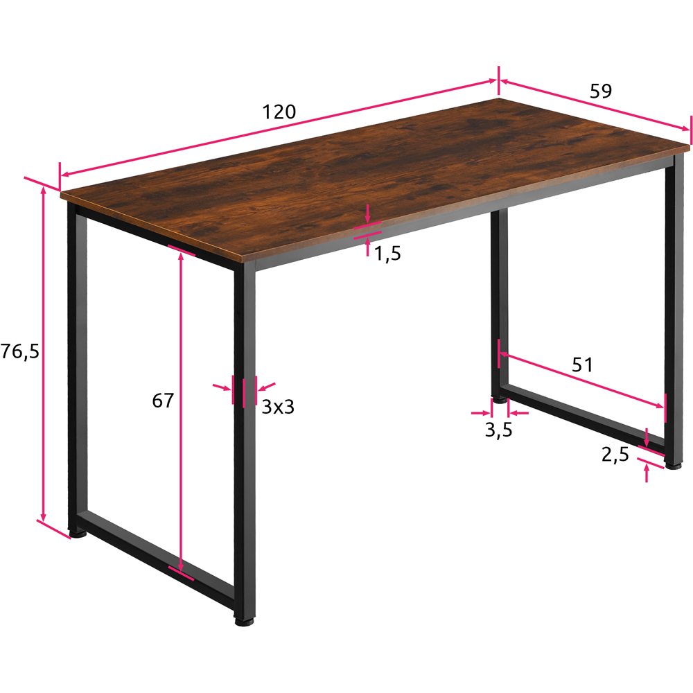 tectake Flint Dark Wood Office Desk Image 7