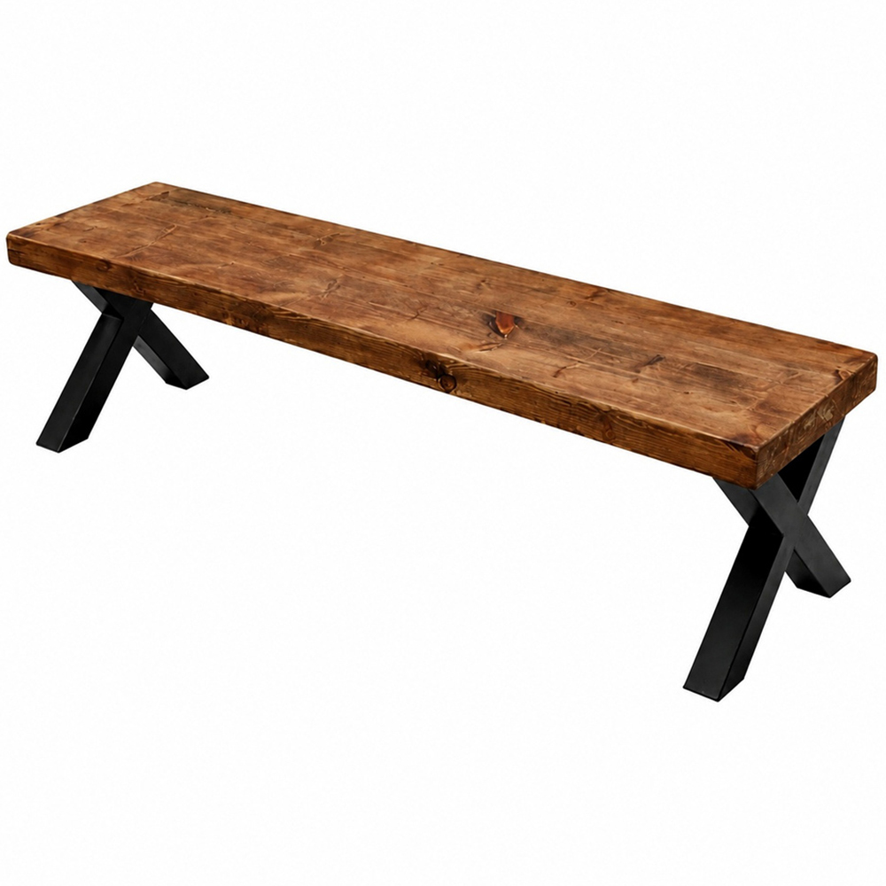 Homebase Jacobean Redwood Chunky and Sturdy Bench 130cm Image 2