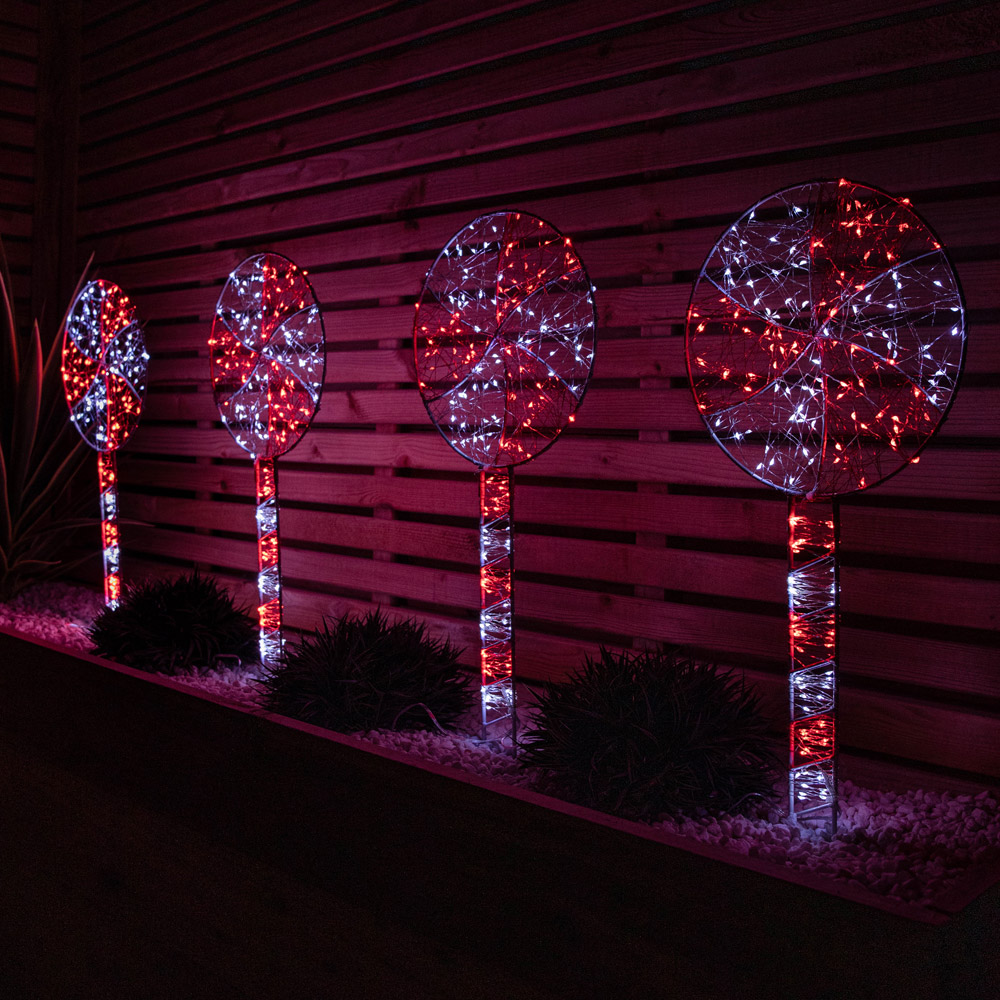 Samuel Alexander 4 Piece 720 Red and White LED Lollipop Christmas Path Light Set Image 1
