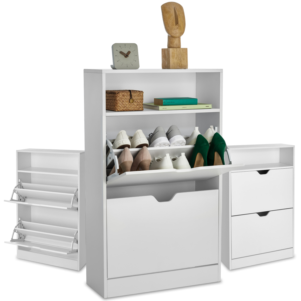 Tectake Calea 2 Compartment White Shoe Cabinet Image 2