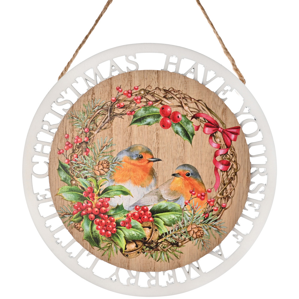 The Seasonal Gift Co. Robin Round Hanging Plaque Image 2