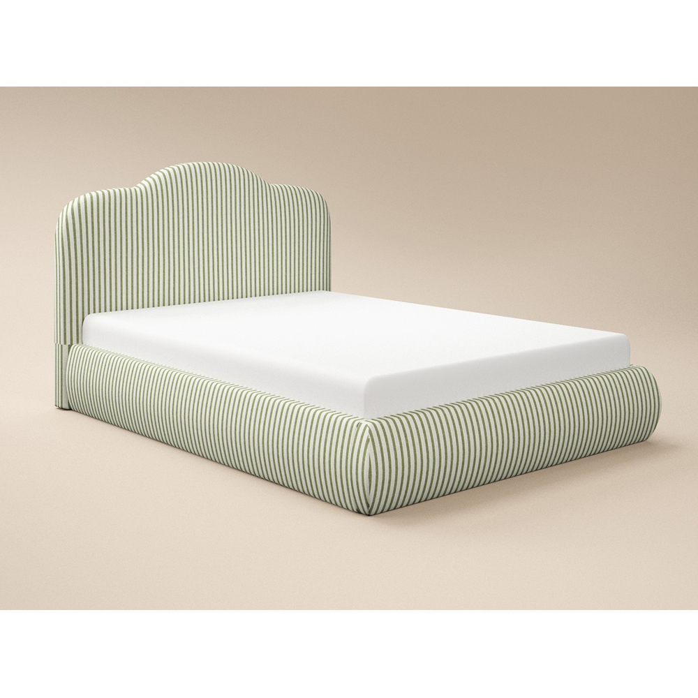 SOLACE+CO Skylynn Cloud Green Double Ottoman Bed with Curved Padded Headboard Image 2