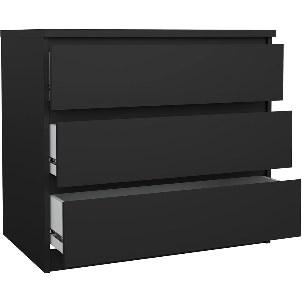 Florence 3 Drawer Matt Black Chest of Drawers Image 4