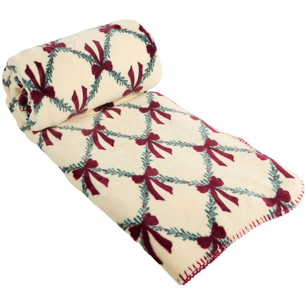 Christmas Trellis Bows Sherpa Throw Image 5