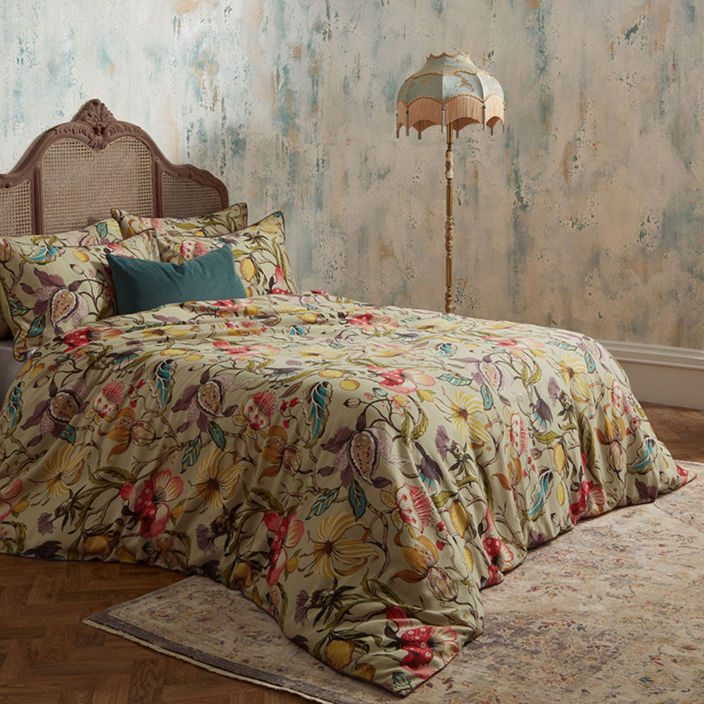 EW by Edinburgh Weavers Morton Floral Double Chintz Cotton Sateen Duvet Cover Set Image 1