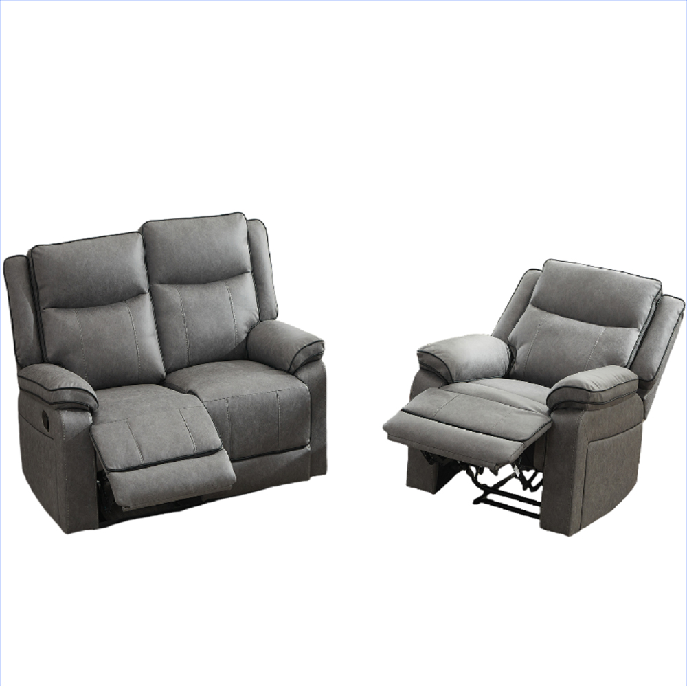 Furniture One 3 Seater Grey Manual Sectional Recliner Couches Sofa Set Image 2