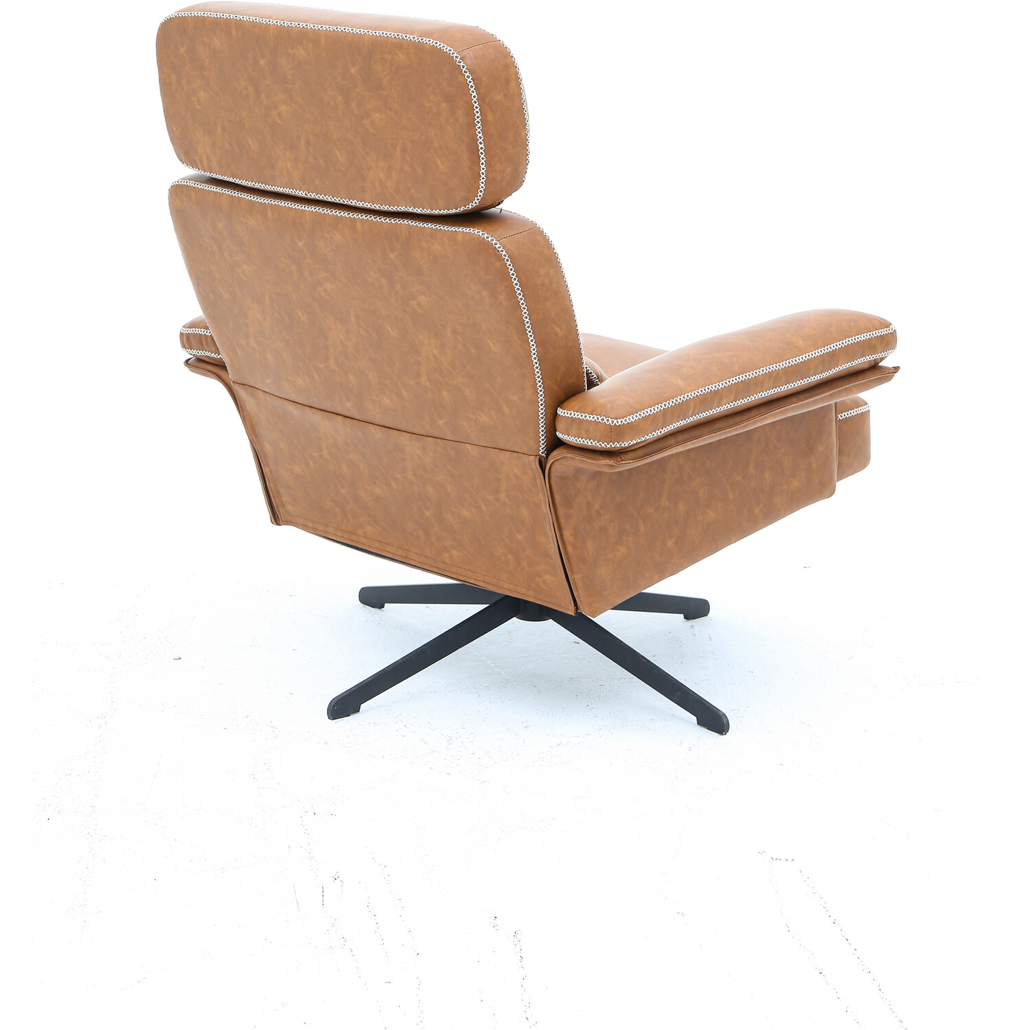 Conley Brown Leather Armchair With Footstool Image 5