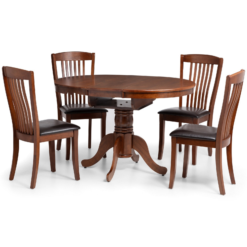 Julian Bowen Canterbury 6 Seater Round to Oval Extending Table Mahogany Image 6