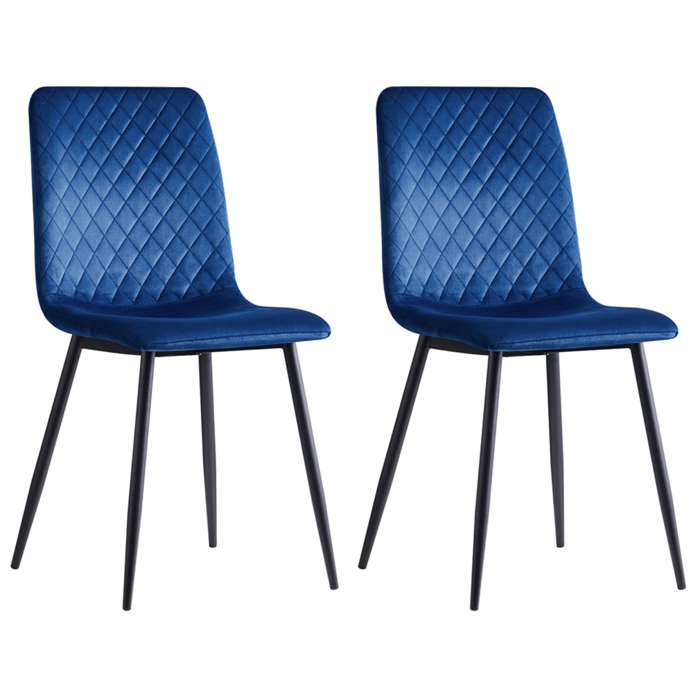 Lexi Set of 2 Blue Velvet Fabric Dining Chairs Image 4