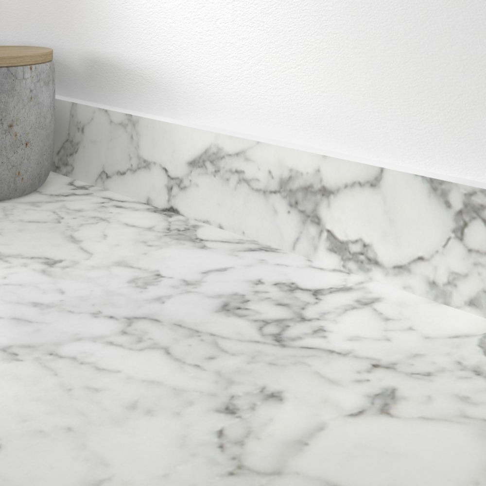 Zenith Marmo Bianco Laminate Kitchen Breakfast Bar 3000 x 950 x 12.5mm Image 2