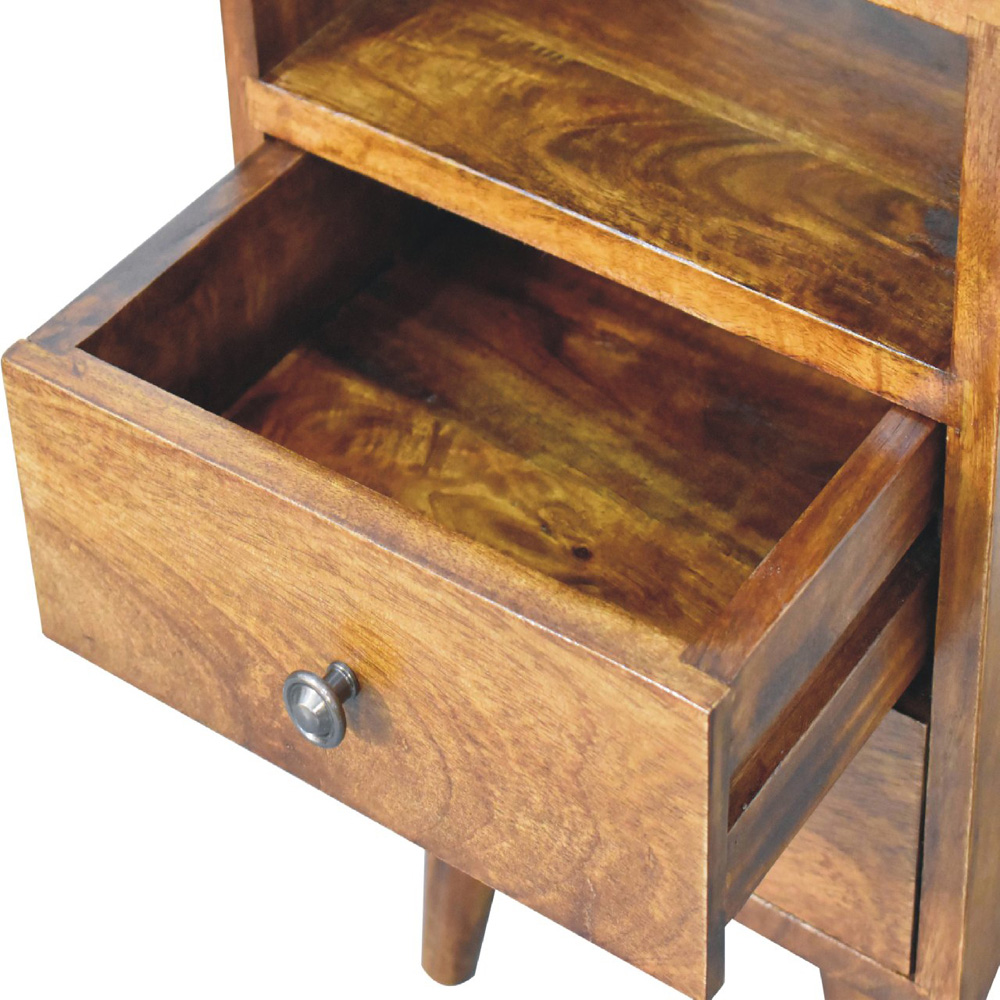 Artisan Furniture Chestnut 2 Drawer Single Shelf Solid Wood Mini Classic Bedside Table Image 7