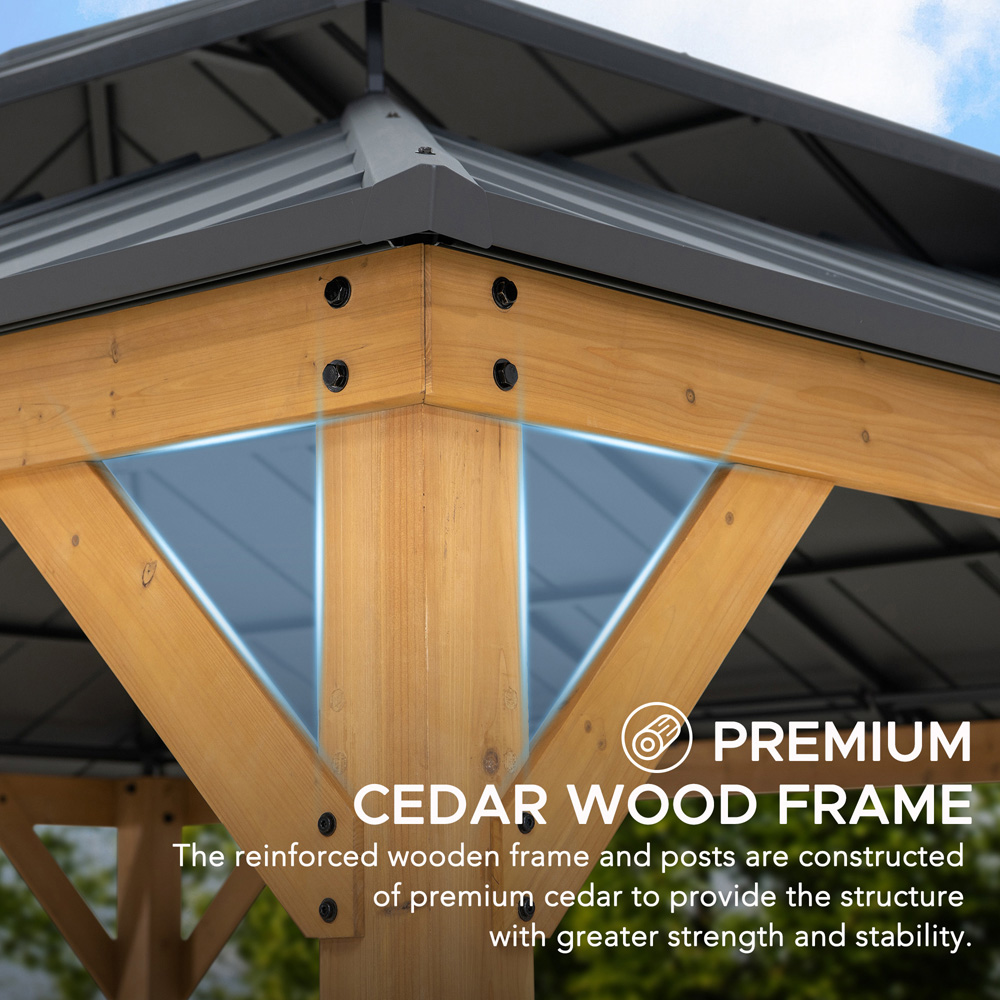 Sunjoy Rimo 3.9 x 4.5m Anthracite Cedar Wood Gazebo Image 5