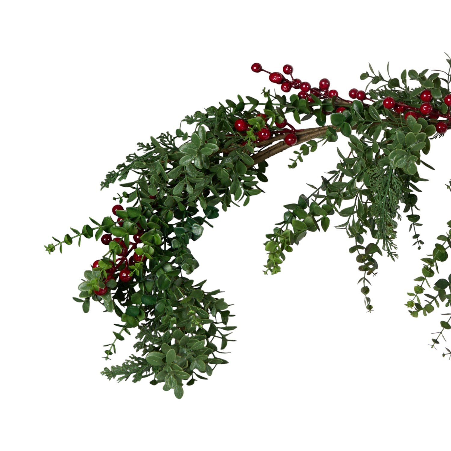 Red Berries Boxwood Garland - Green and Red Image 4