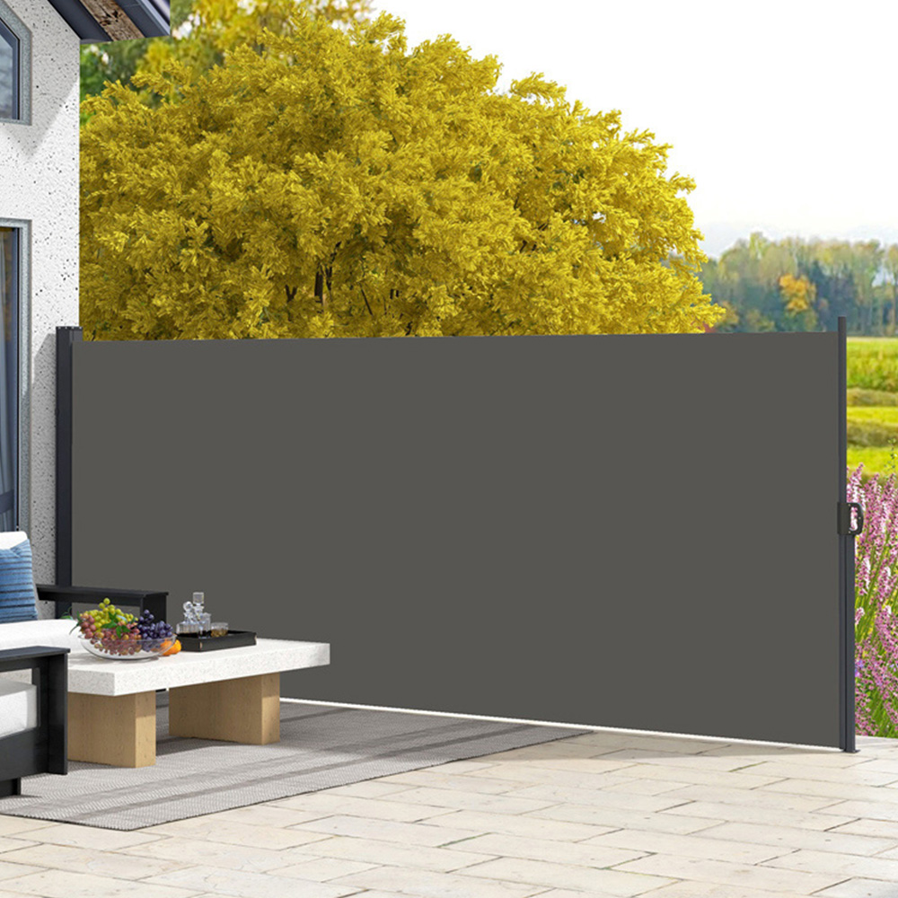 Outsunny Dark Grey Retractable Side Awning 4 x 1.8m Image 1