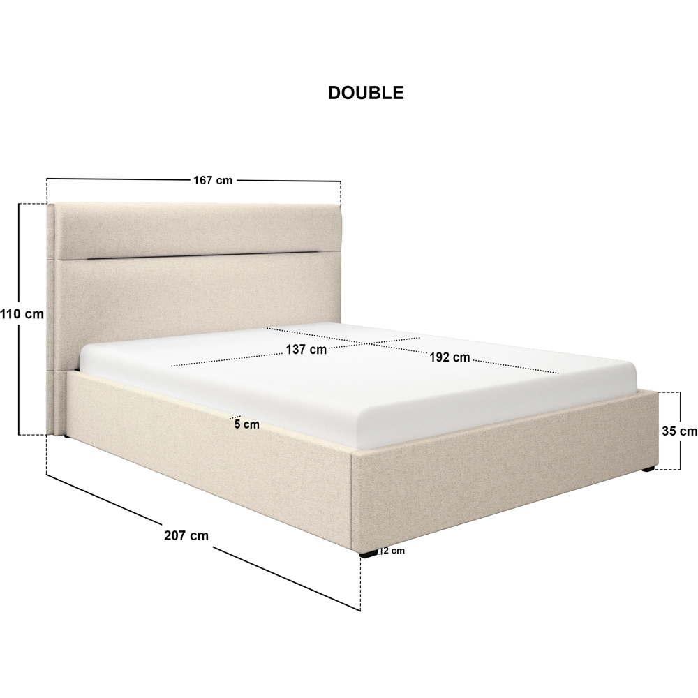 SOLACE+CO Nela Double Cream Woven Fabric Ottoman Bed with Padded Headboard Image 7
