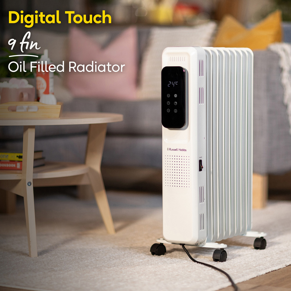 Russell Hobbs White 9-Fin Digital Touch Control Oil Filled Radiator 2000W Image 3