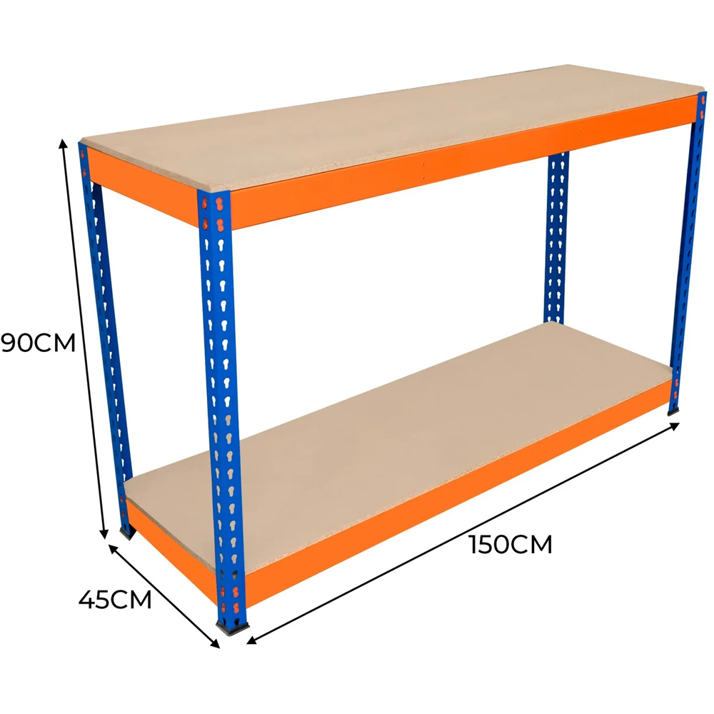 MonsterShop S-Rax 2 Shelf Blue and Orange Workbench 150 x 45cm Image 5