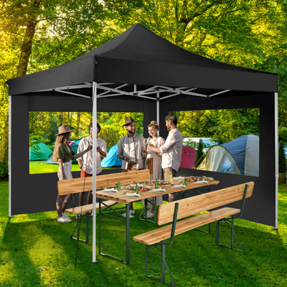 tectake Olivia 3 x 3m Black Aluminium Frame Gazebo Image 1