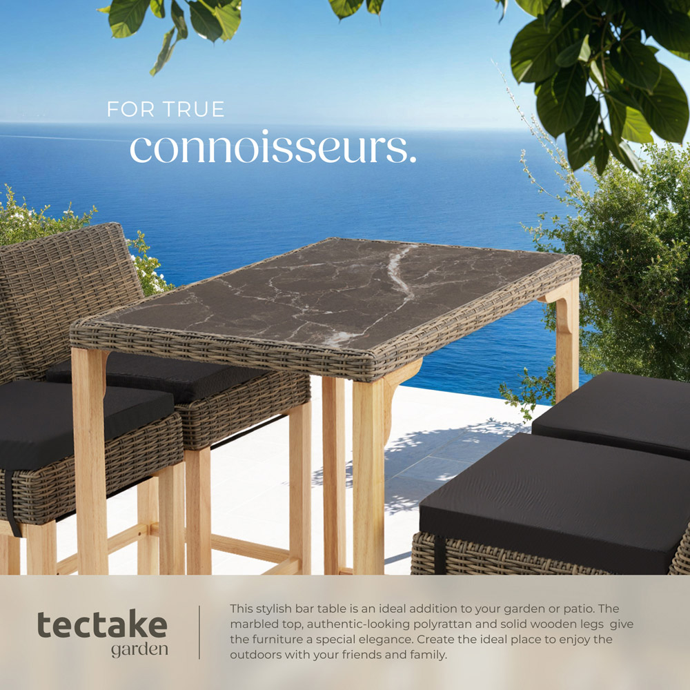 tectake 4 Seater Nature Polyrattan Garden Bar Bistro Table Image 5