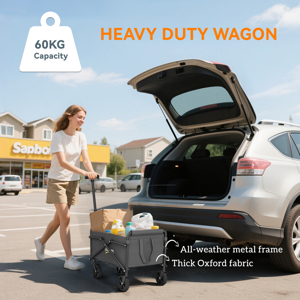 Outsunny 41L Grey Heavy Duty Folding Garden Trolley Image 5