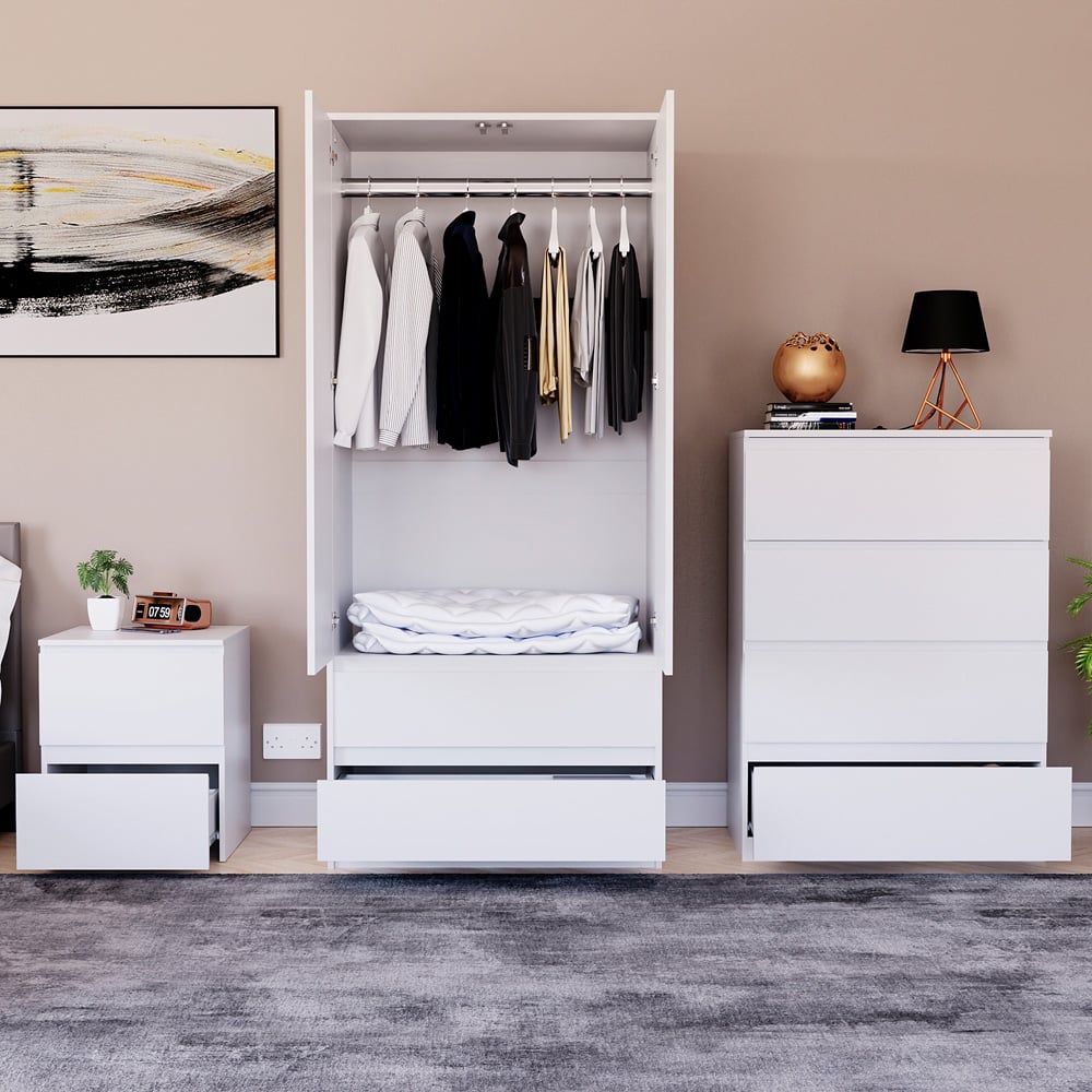 Vida Designs Denver White 3 Piece Bedroom Furniture Set Image 2