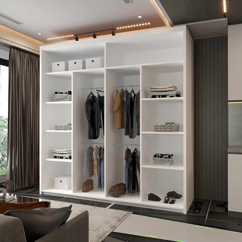 Sliding Wardrobes 4U Chelsea 2 Door White and Black Wide Central Curved Mirrored Wardrobe Image 4