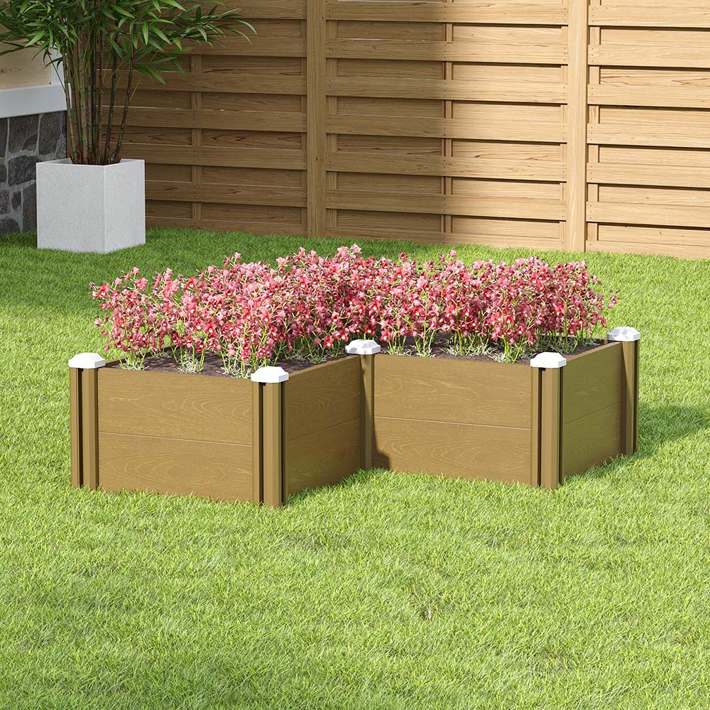 Living and Home Woodgrain Effect L-Shaped Plastic Raised Garden Bed 54 x 102cm Image 2