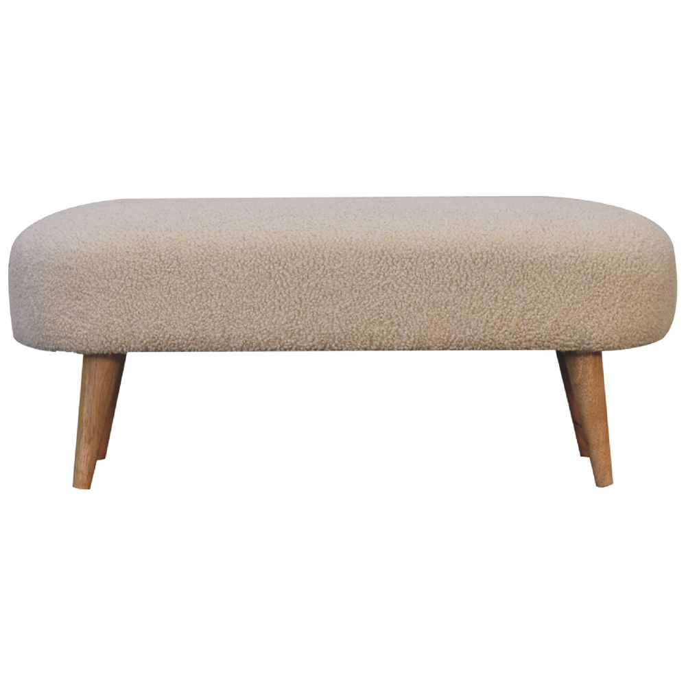 Artisan Furniture Brown and Cream Boucle Upholstered Hallway Bench Image 2