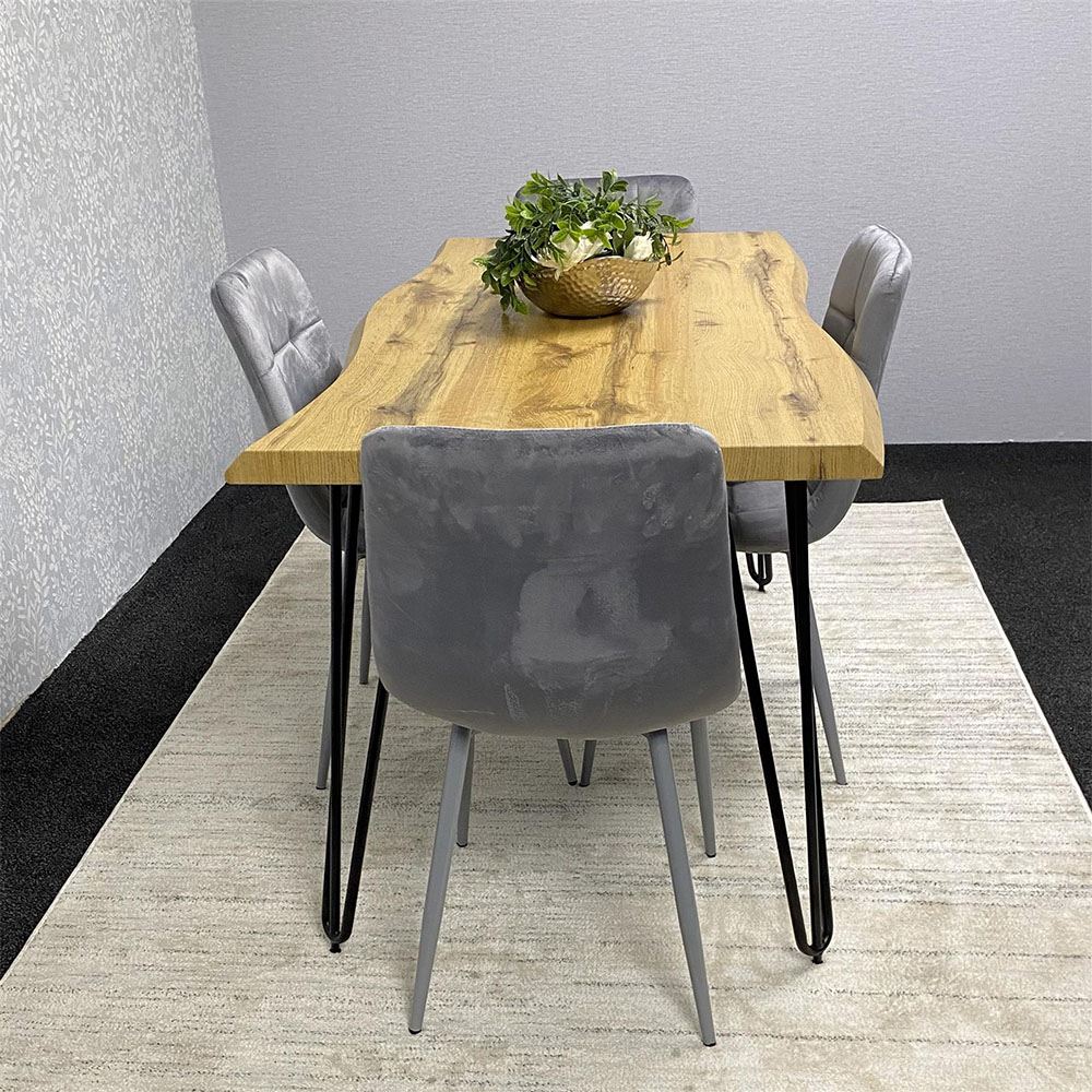 Kosy Koala 4 Seater Velvet Wooden Dining Set Grey Image 5