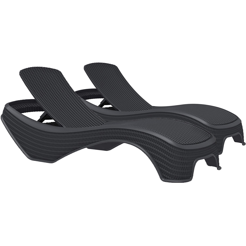Centurion Supports Set of 2 Maldives Black Rattan Adjustable Sun Lounger Image 2