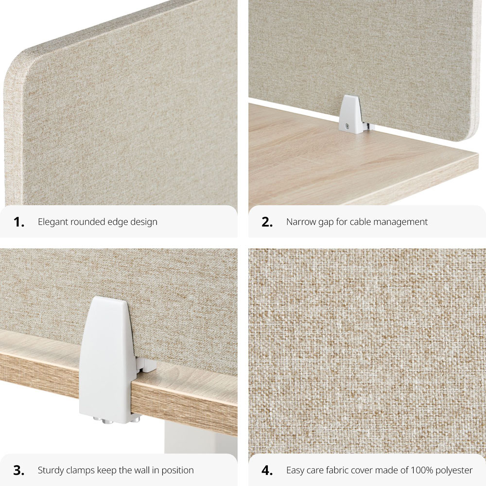 tectake Noisy Beige Plastic Desk Divider 130 x 40cm Image 3
