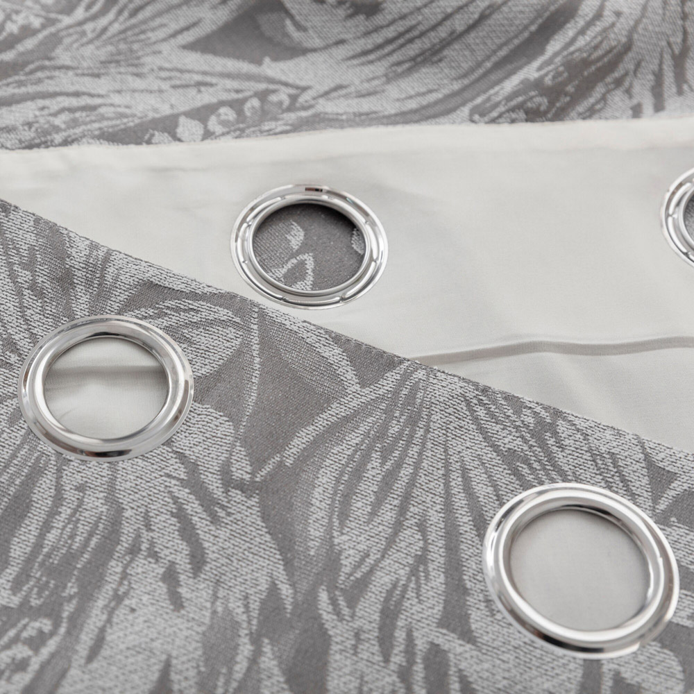 Alan Symonds Silver Chenille Jacquard Lined Ring Top Eyelet Curtains 229 x 229cm Image 2