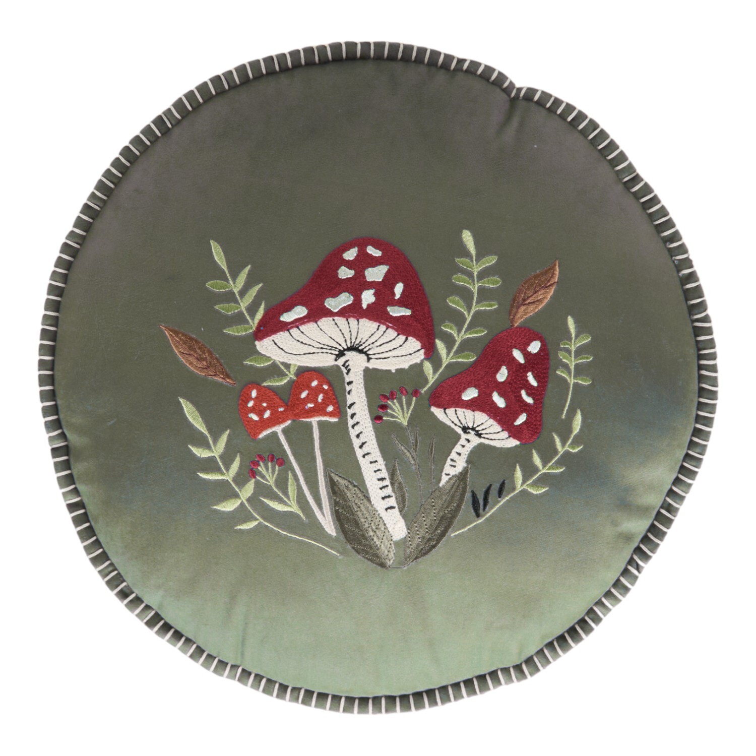 Briar Embroidered Cushion Green Image 1