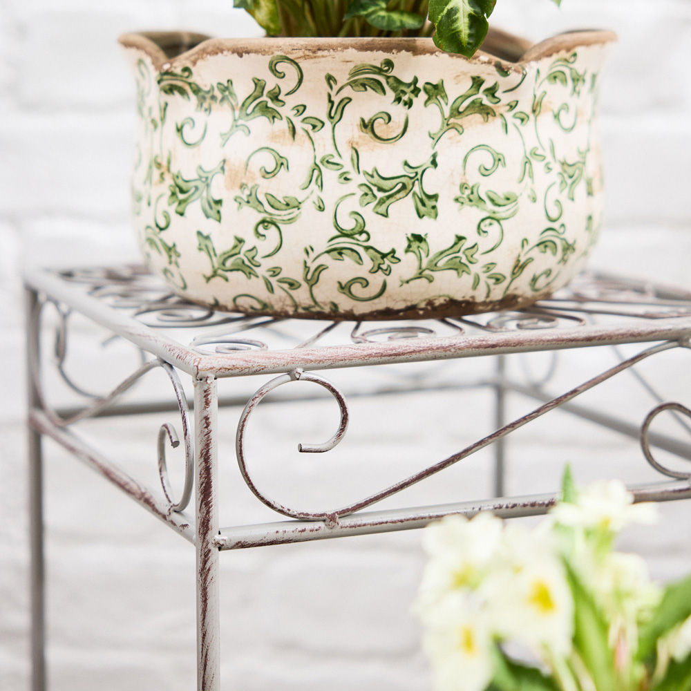 Dibor Grey Scrolled Patterns Plant Stand Set of 3 Image 4