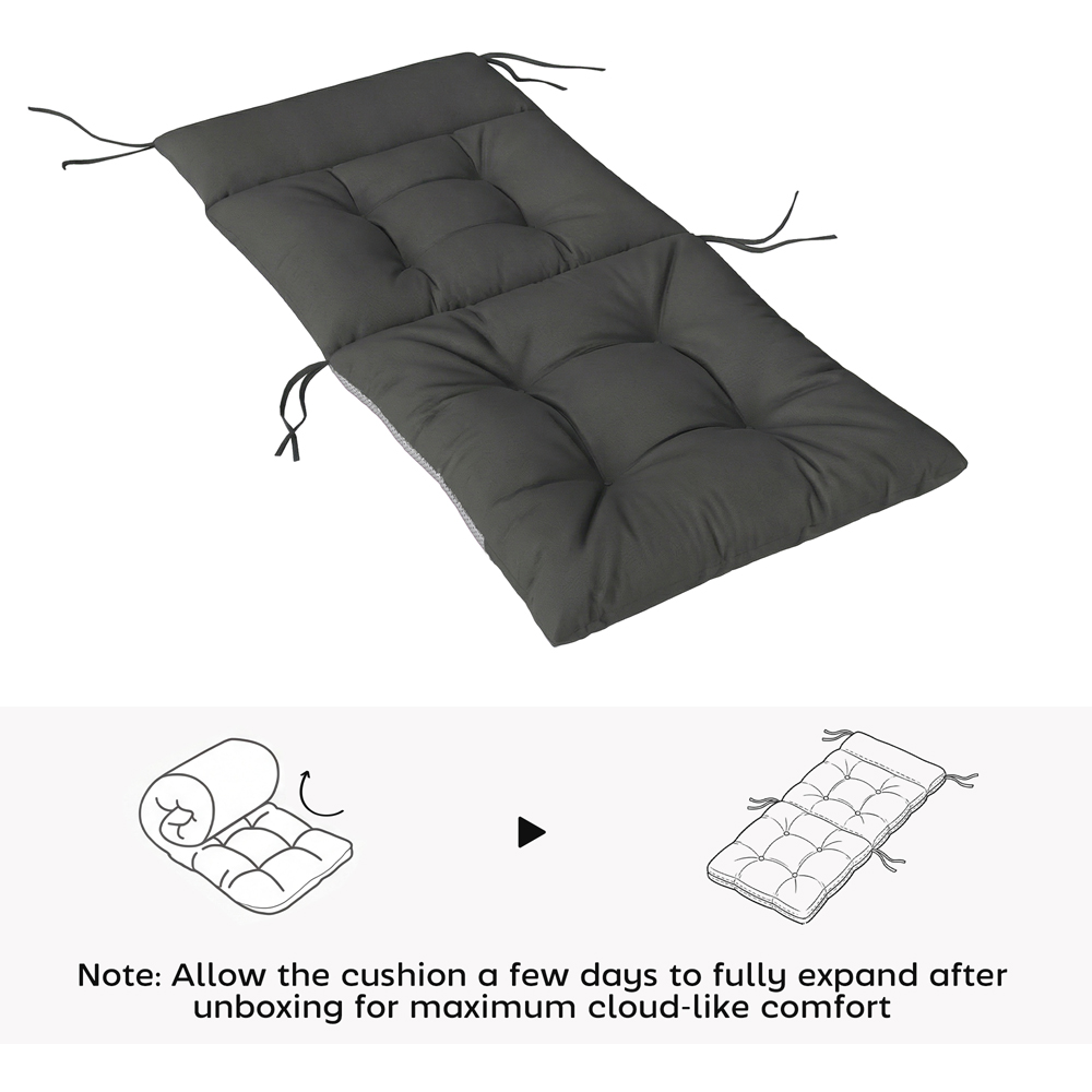 Outsunny Dark Grey Waterproof Garden Chair Cushion 111.5 x 53cm 4 Pack Image 7
