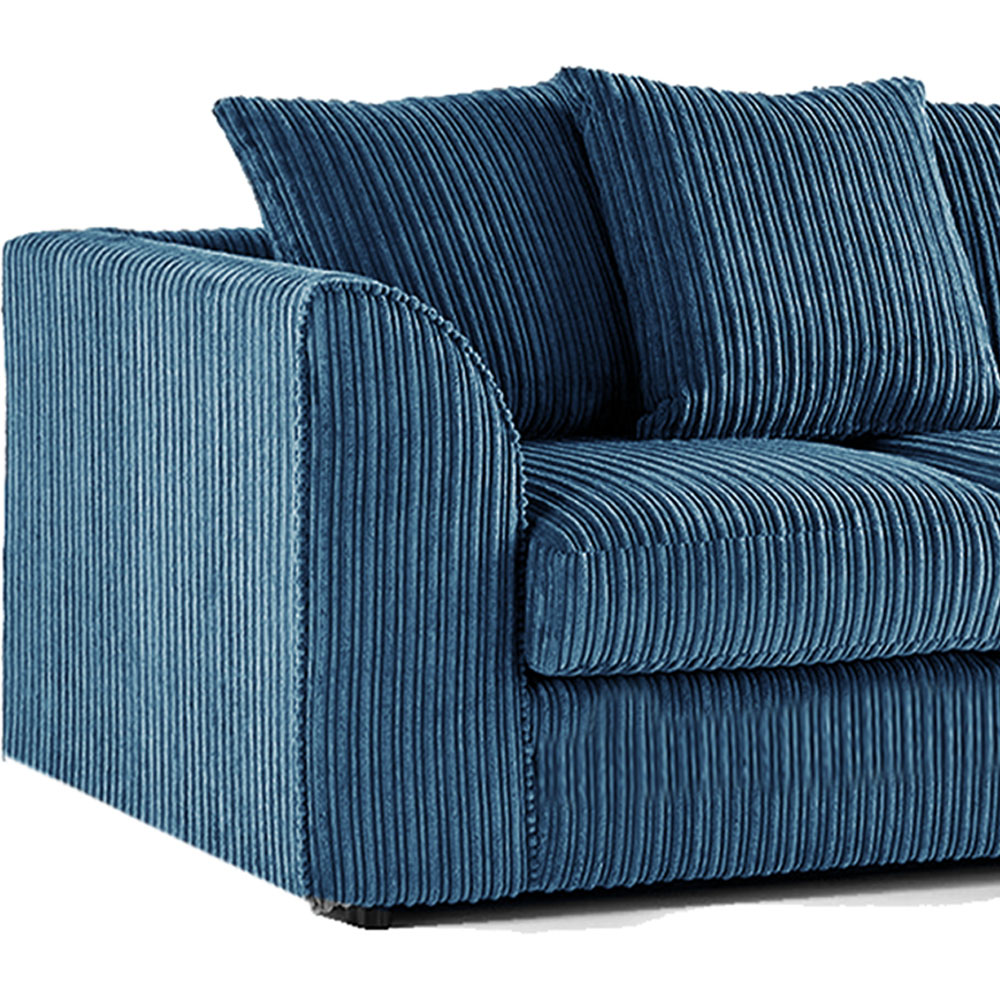 Luxor 4 Seater Marine Blue Jumbo Cord Scatter Back Sofa Suite Image 4