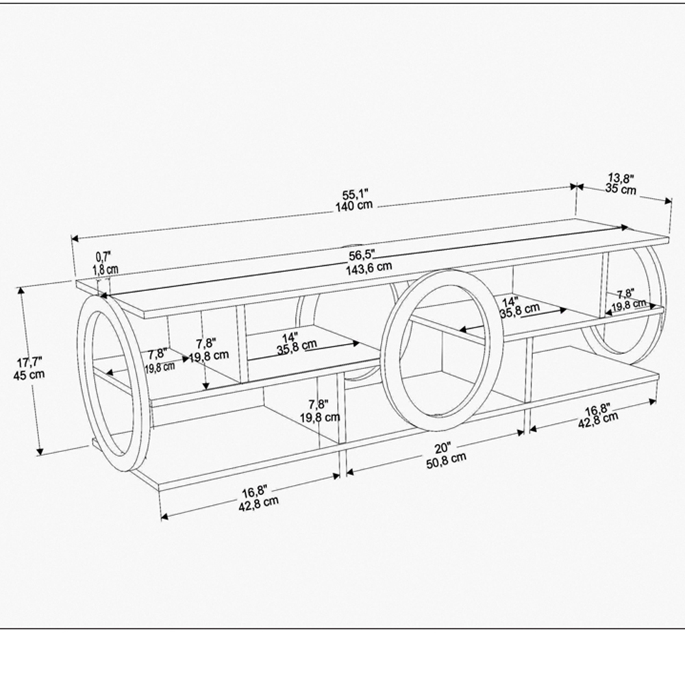 Decorotika Fale 7 Shelf White and Black Modern TV Unit Image 7