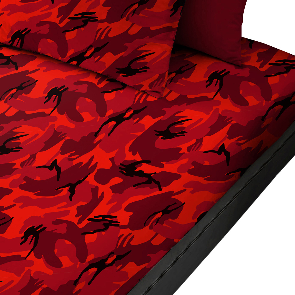 Velosso Small Camouflage Red Fitted Sheet Image 1