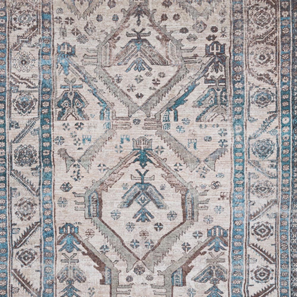 Kukoon Traditional Bordered Medallion Beige Grey Washable Rug 80 x 150cm Image 3