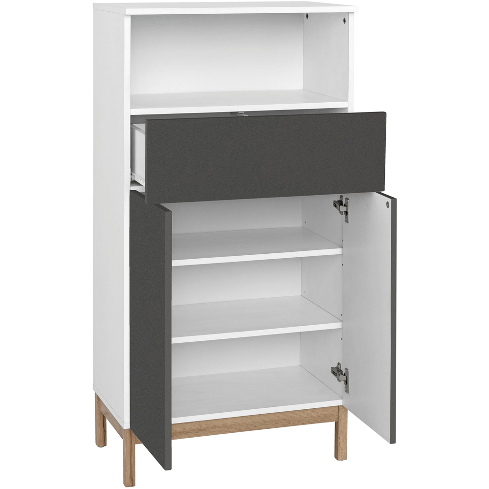 Loft24 Mirza 2 Door Single Drawer White Anthracite Oak Bathroom Cabinet Image 4