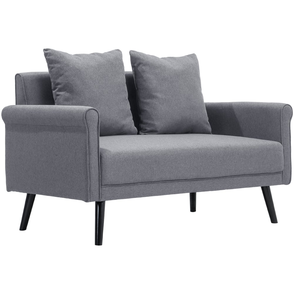 Living and Home 2 Seater Grey Loveseat Sofa Image 2