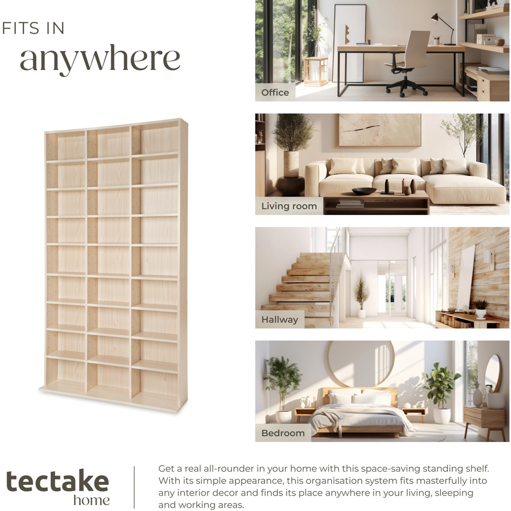 tectake Christel 27 Shelf Beech CD Shelf Image 7