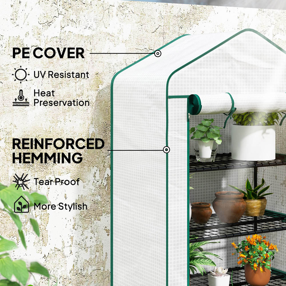 Outsunny 4 Shelf White 5.2 x 2.9ft Portable Mini Greenhouse Image 8