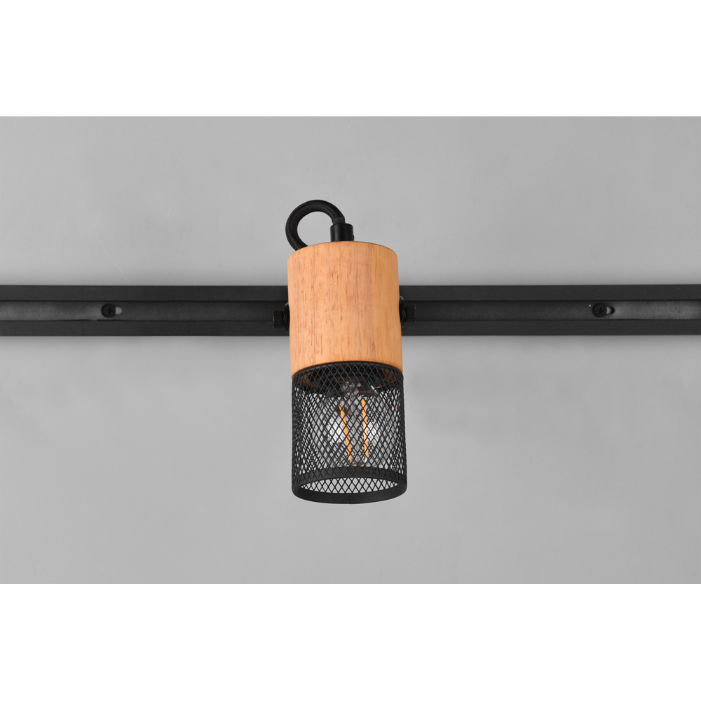 TRIO Tosh Black Matt and Natural Wood Outdoor Light Image 8