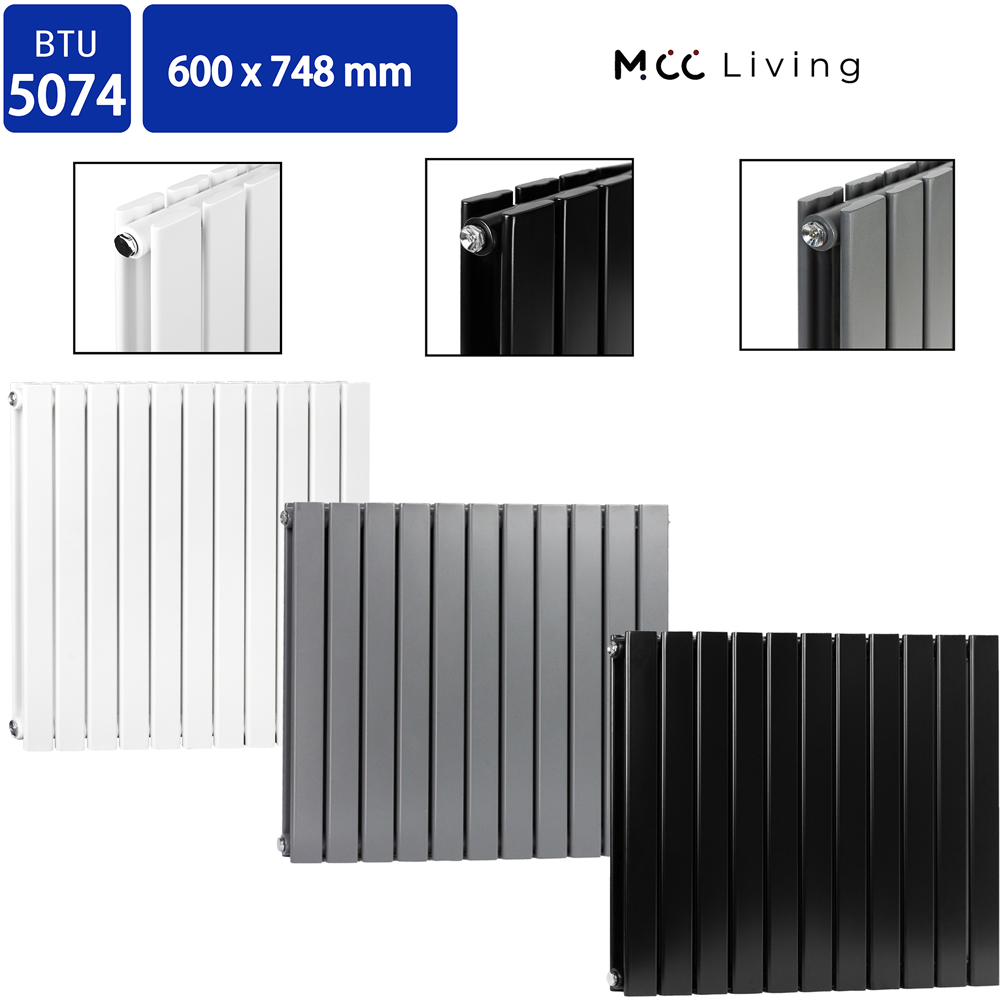 White 5074 BTU Double Flat Panel Vertical Column Radiator 600 x 748mm Image 4