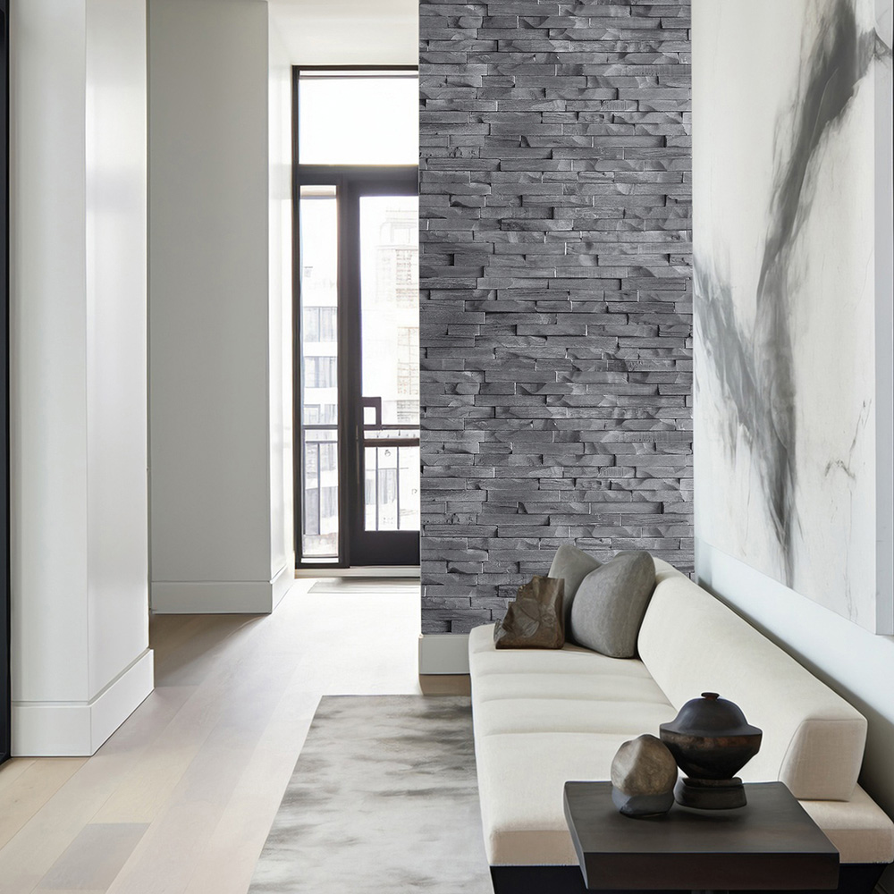 Tuscan Rustic Mosaic Anthracite 3D Split Face Hardwood Wall Tile Image 6