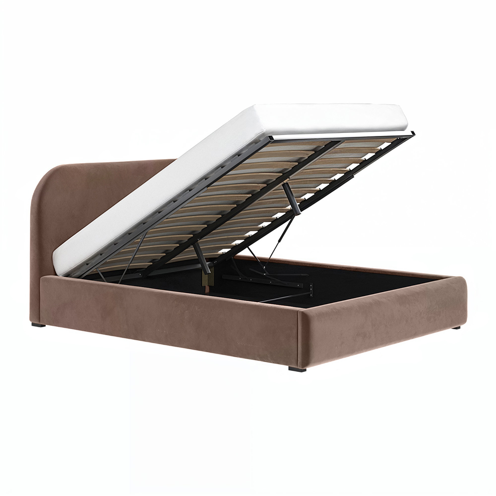 Flair Alba King Size Chocolate Velvet Ottoman Bed Image 2